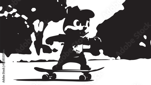 Young skateboarder performing a dynamic trick on outdoor park environment under bright light.