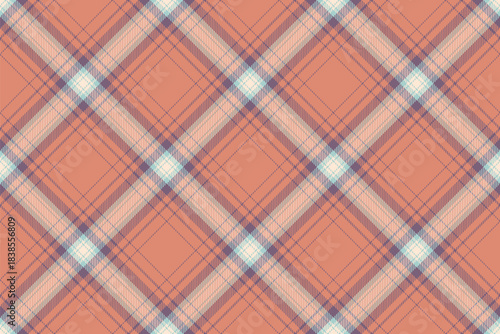 Feminine plaid tartan seamless, straight fabric pattern background. Horizontal textile check texture vector in red and pastel colors.