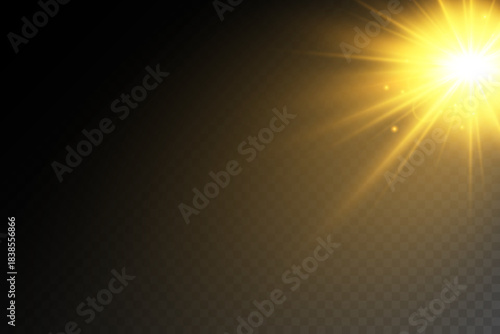 Realistic Sun Light Rays Effect on Transparent Background
