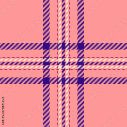 Aesthetic tartan seamless background, new year fabric texture check. Dog tooth vector plaid pattern textile in red and violet colors.