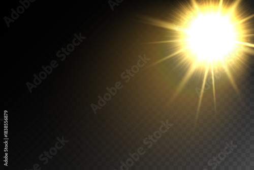Realistic Sun Light Rays Effect on Transparent Background
