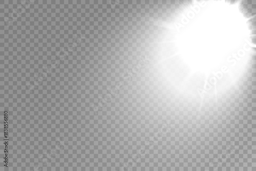 Realistic Sun Light Rays Effect on Transparent Background
