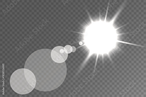 Realistic Sun Light Rays Effect on Transparent Background
