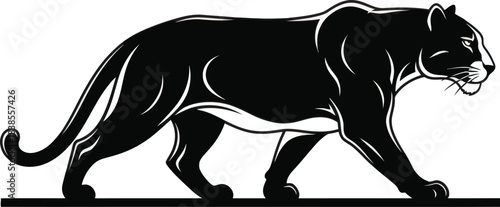 Panther walking side view silhouette illustration