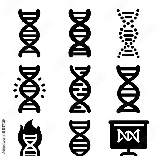 Diverse black dna icons on gray background