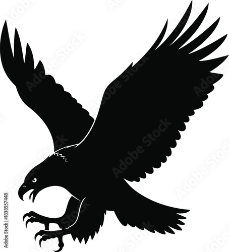 Flying eagle attack stance silhouette illustration