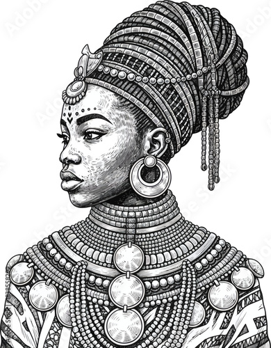 African Tribal Woman Portrait Vector