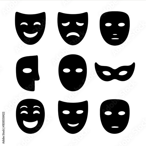 Silhouette masks: expressive emotions across nine unique faces