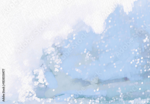 Sparkly Textured Impressionistic Winter Christmas Scene of a Treed Forest w/Snow Coming Down In Lavender & Gray-Digital Design, Art