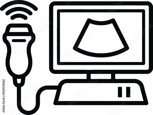 Ultrasound Medical Device Icon Vector Illustration