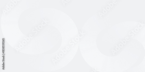 Abstract white glowing geometric lines on gray background. Modern shiny blue circle lines pattern. Futuristic technology concept. Suit for cover, poster, banner, brochure, header, vector modern