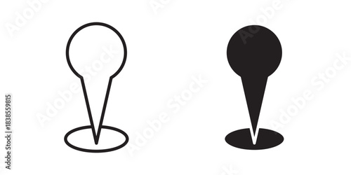 Location Pin Icon . Vector illustration with stroke and fill on a white background.