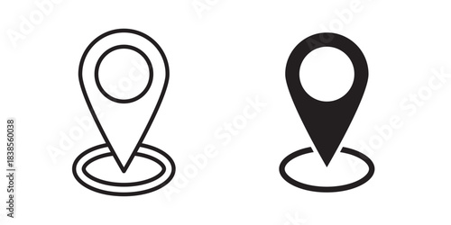 Pin Icon. Vector illustration with stroke and fill on a white background.