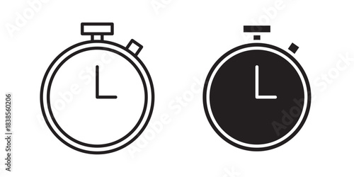 Stopwatch Icon. Vector illustration with stroke and fill on a white background.