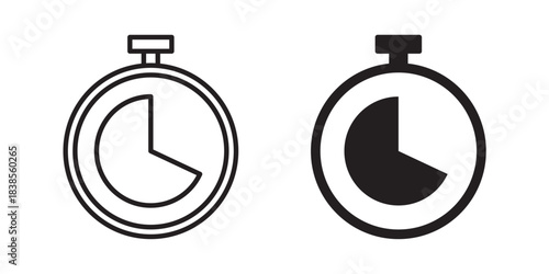 Timer Icon , stopwatch icon. Vector illustration with stroke and fill on a white background.