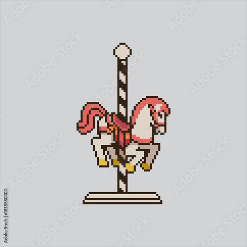 Pixel art illustration Carousel Horse. Pixelated Carnival Horse. Carnival Carousel Horse Lion Icon pixelated for the pixel art game and icon for website and video game. old school retro.