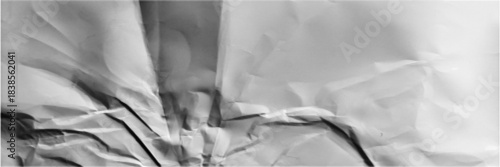 wrinkled paper texture. Vector halftone pixelated backdrop. Wide horizontal banner. Crumpled collage template