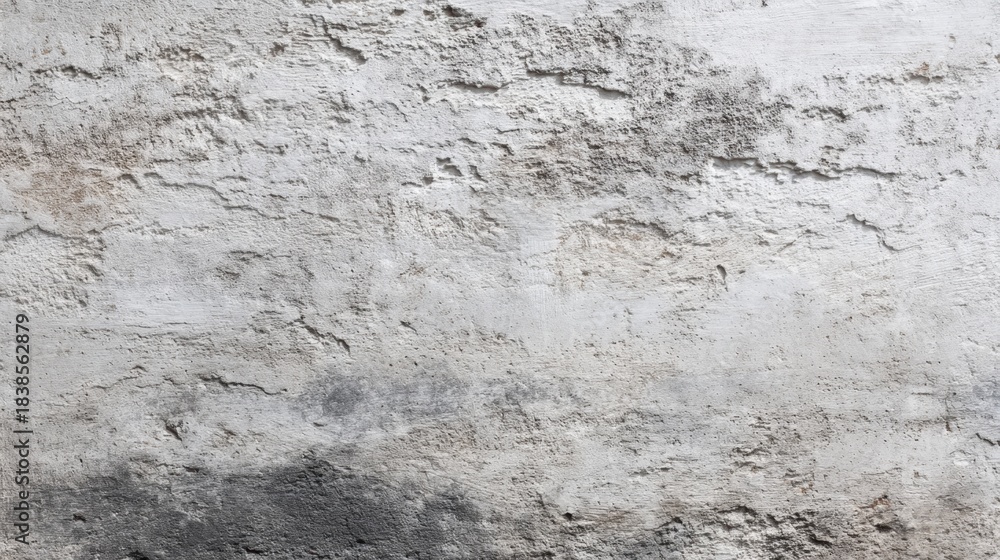 Obraz premium A concrete wall displays various textures and uneven surfaces. The wall shows signs of aging with patches and discoloration. This scene captures the raw appearance of urban infrastructure.