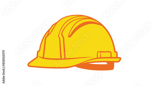 Orange and Yellow Hard Hat Safety Equipment on Black Background Industrial Construction Wear Object