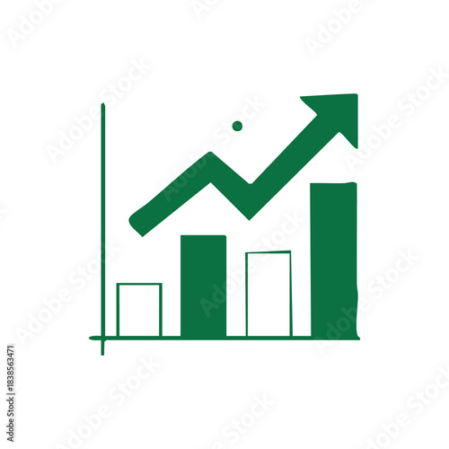 Green graph showing upward trend with bar chart