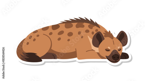 Pixel Art Hyena Sleeping Peacefully Isolated on a Black Background with Soft Lighting and Brown and Tan Spots Detailed Fur Texture and Closed Eyes Depicting a Calm Moment