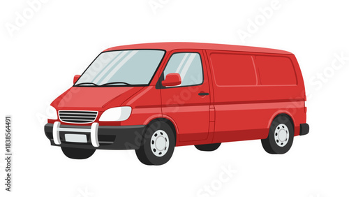 Pixel Art Red Cargo Van With White Trim On Black Background