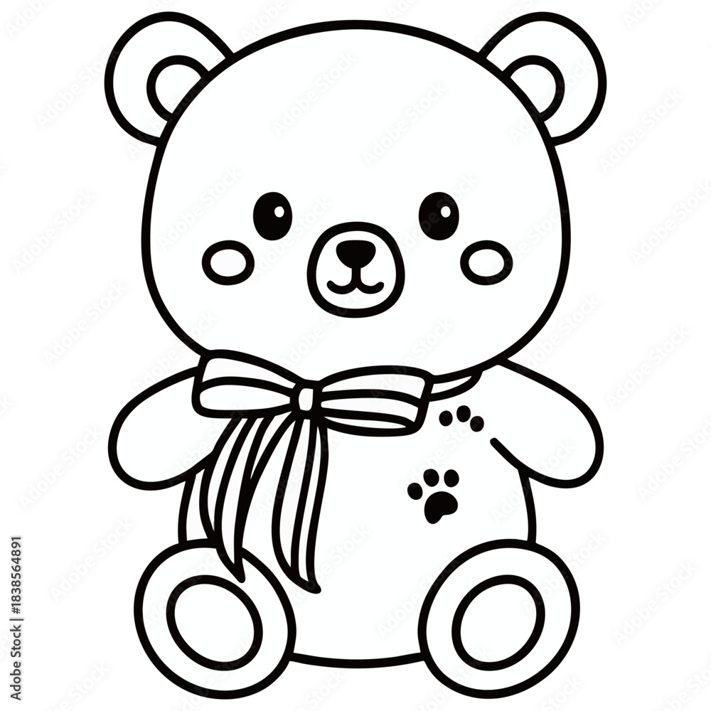 Obraz premium teddy bear illustrations in black and white styles, ranging from simple silhouette to detailed sketch and cute kawaii outline, symbolizing childhood, comfort, and toys.