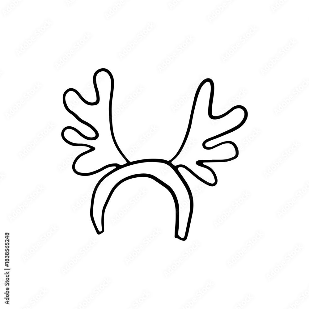 Obraz premium Christmas Antlers Headband Doodle