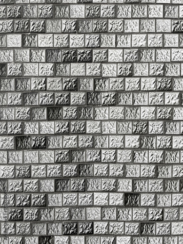 old brick wall background with gray, white and dirty tile bricks, no person