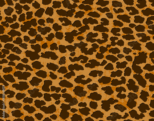 Full seamless leopard cheetah texture animal skin pattern. Brown textile fabric print. Suitable for fashion use. Vector illustration.