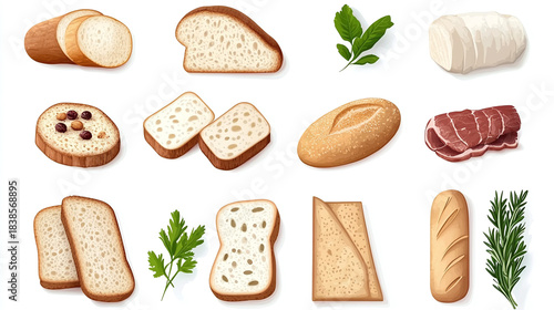 Bread set clip art no background pastry sweet salted watercolor isolated bakery cafe food desserts sweets chef cuisine french italian european american world best famous elements