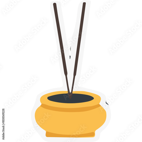 A Golden Incense Holder With Two Sticks Burning In A Dark Room With A Spiritual Atmosphere And Aromatic Smoke Evaporating Upwards