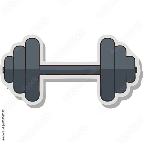 A gray barbell with multiple weight plates on each side casting a subtle shadow against a dark background representing strength and fitness