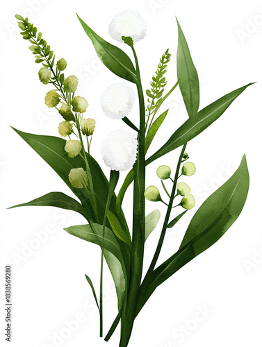 Greenery watercolour leaves branches flowers tropic decor template bush olive laurel citrus clip art illustration texture o background set elements