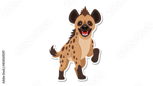 Smiling Hyena With Spiky Hair Standing On Hind Legs With One Paw Raised In A Playful Pose On A Transparent Background