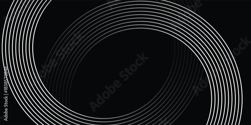Abstract Spiral Lines on Black Background, Vector illustration.