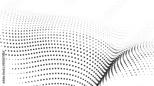 Halftone Wave Mesh Pattern for Futuristic Posters, Abstract Tech Visuals, Dynamic Digital Layouts vector illustration