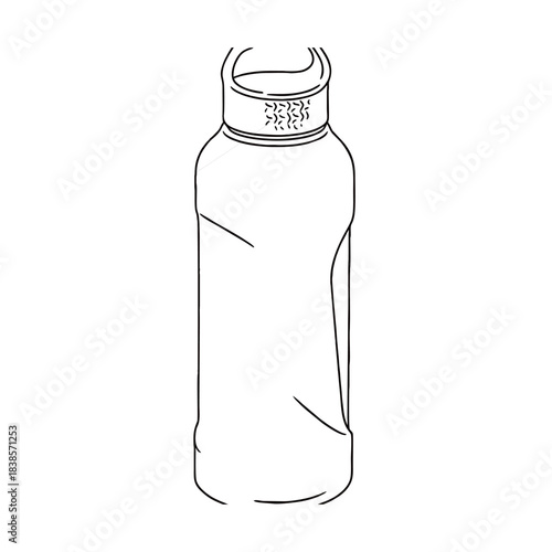 Black insulated stainless steel water bottle with flip-up straw lid, perfect vector silhouette for fitness, hydration, and reusable eco-friendly drinkware concepts.