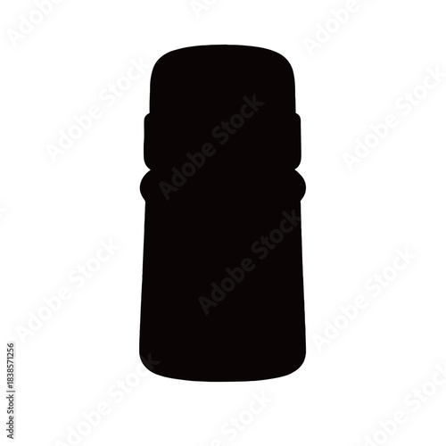 Black insulated stainless steel water bottle with flip-up straw lid, perfect vector silhouette for fitness, hydration, and reusable eco-friendly drinkware concepts.