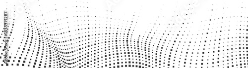Black Dense Halftone Mesh Wave Pattern for Tech Posters, Abstract Digital Backgrounds, Futuristic Layouts, Modern Graphic Designs vector illustration