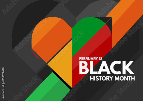 Black History Month banner with heart shap