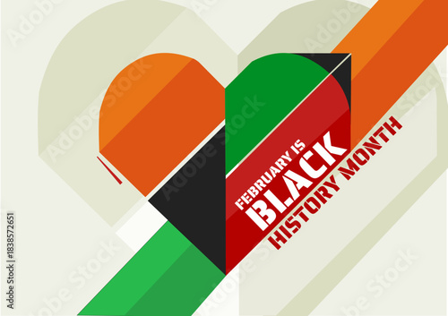 Black History Month banner with heart shap