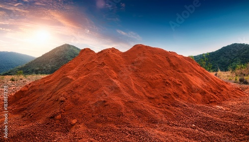 Red Soil Pile Mountain Background