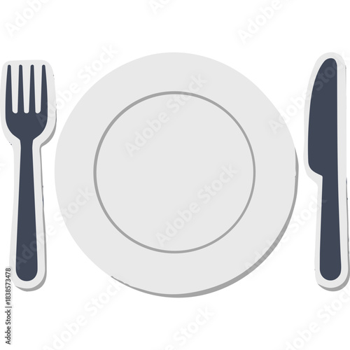 A White Plate With A Fork And Knife On A Black Background Representing A Meal Or Dining Experience With Simple Flat Design Elements For Food Service And Hospitality Concepts