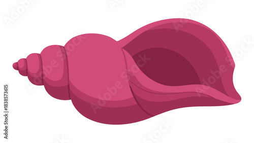 A Detailed Pink Seashell With A Spiraled Shape On A Black Background Isolated Minimalist Digital Art