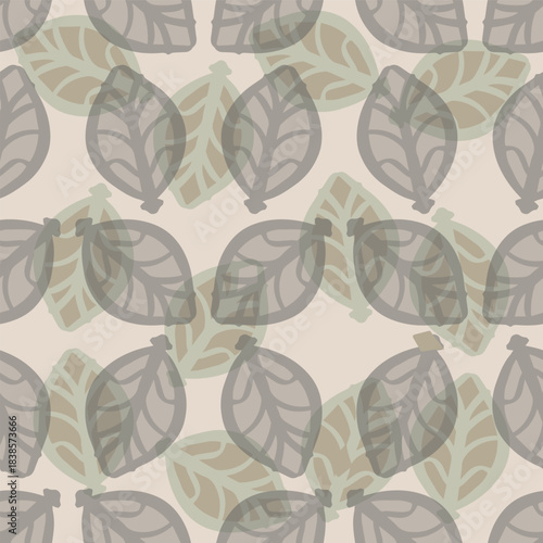 Seamless pattern with leaves. Vector illustration in retro style.