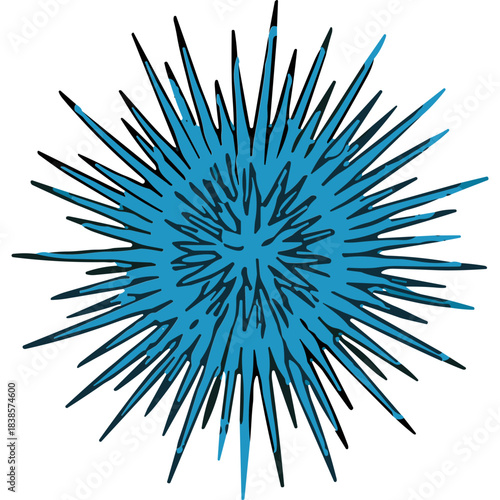 Abstract Radial Burst Pattern In Bright Blue Against A Dark Background With Shadow Effect