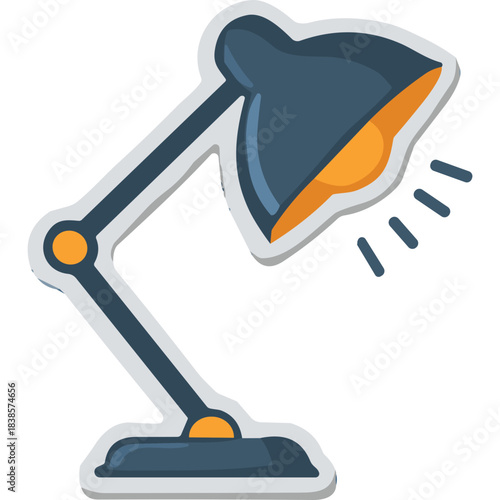 Adjustable Blue and Orange Desk Lamp Illuminated with Warm Light on a Transparent Background Iconic Study Light for Office and Home Decor