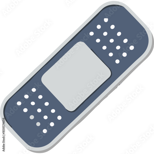 Adhesive bandage with a sterile gauze pad in the center and perforated edges on a plain background