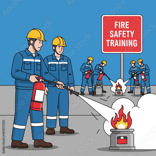 Fire Safety Training Session with Extinguisher Practice.